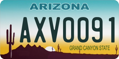 AZ license plate AXV0091