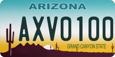AZ license plate AXV0100