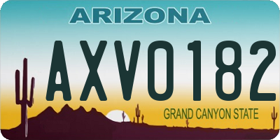 AZ license plate AXV0182