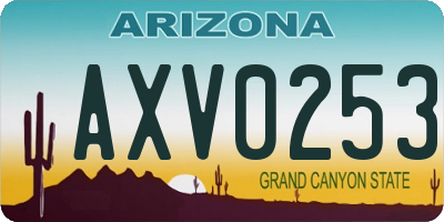 AZ license plate AXV0253