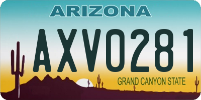 AZ license plate AXV0281