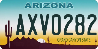 AZ license plate AXV0282