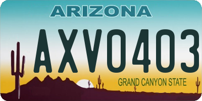 AZ license plate AXV0403