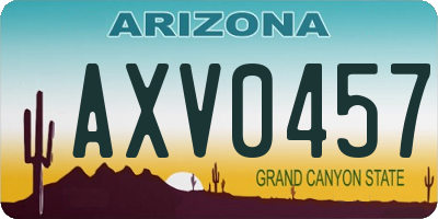 AZ license plate AXV0457