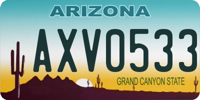 AZ license plate AXV0533