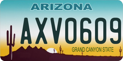 AZ license plate AXV0609