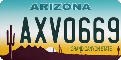 AZ license plate AXV0669