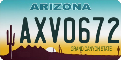 AZ license plate AXV0672