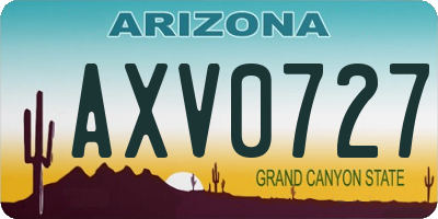 AZ license plate AXV0727