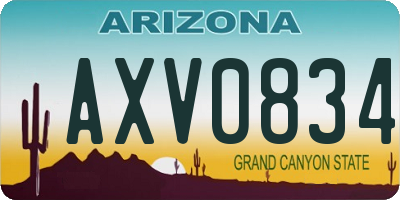 AZ license plate AXV0834