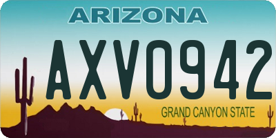 AZ license plate AXV0942