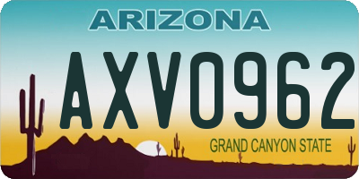 AZ license plate AXV0962