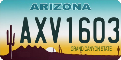 AZ license plate AXV1603