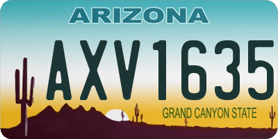 AZ license plate AXV1635