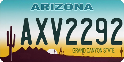 AZ license plate AXV2292