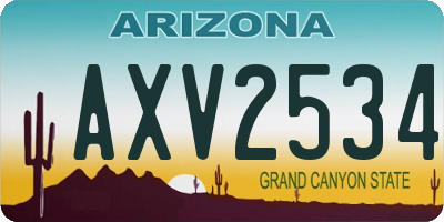 AZ license plate AXV2534