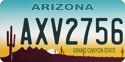 AZ license plate AXV2756