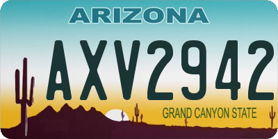 AZ license plate AXV2942