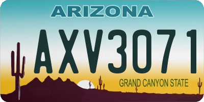 AZ license plate AXV3071