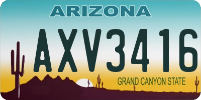 AZ license plate AXV3416