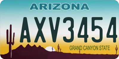 AZ license plate AXV3454