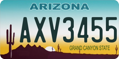 AZ license plate AXV3455
