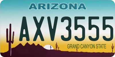 AZ license plate AXV3555