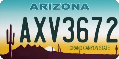 AZ license plate AXV3672
