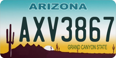 AZ license plate AXV3867