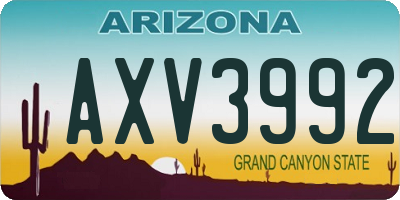 AZ license plate AXV3992