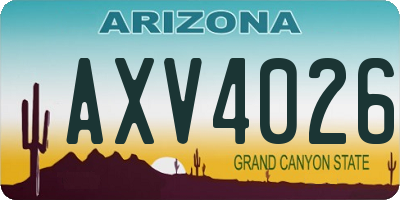 AZ license plate AXV4026