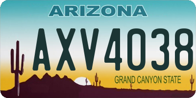 AZ license plate AXV4038