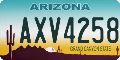 AZ license plate AXV4258