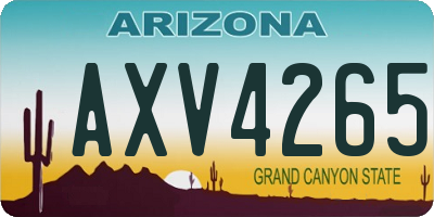 AZ license plate AXV4265