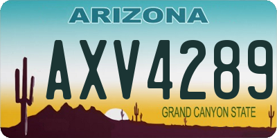 AZ license plate AXV4289