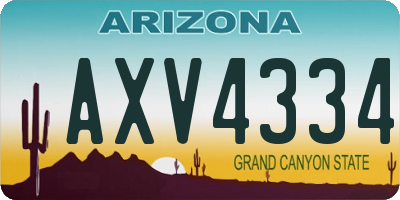 AZ license plate AXV4334