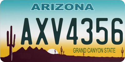 AZ license plate AXV4356