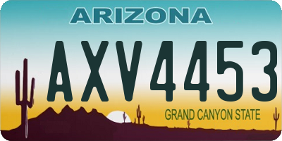 AZ license plate AXV4453
