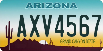 AZ license plate AXV4567