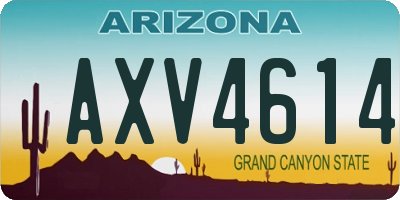 AZ license plate AXV4614