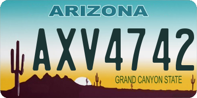 AZ license plate AXV4742