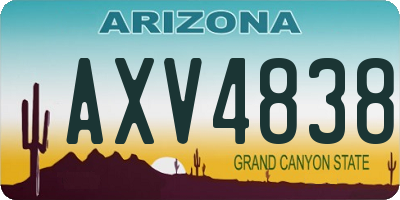 AZ license plate AXV4838