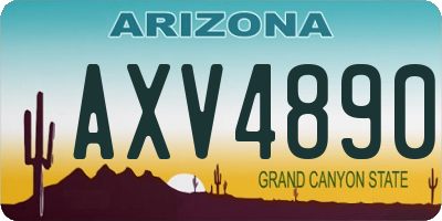 AZ license plate AXV4890