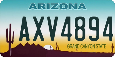 AZ license plate AXV4894