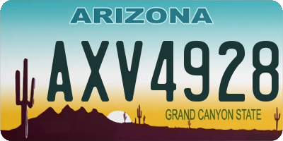 AZ license plate AXV4928