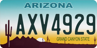 AZ license plate AXV4929