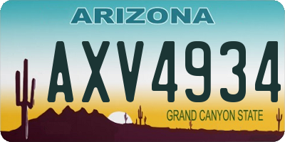 AZ license plate AXV4934