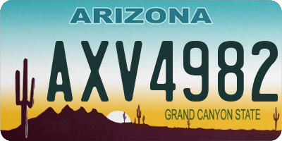 AZ license plate AXV4982