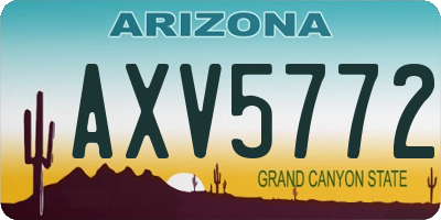AZ license plate AXV5772