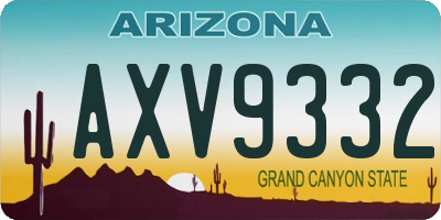 AZ license plate AXV9332